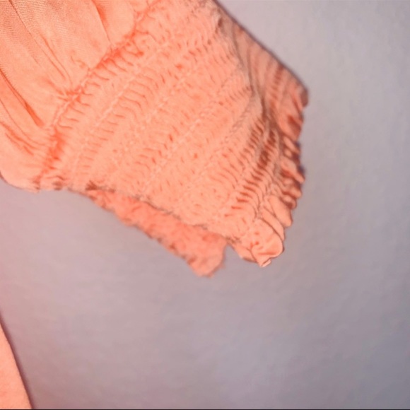 Young Fabulous and Broke ruched button up bubble sleeve blouse pastel peach - Picture 10 of 10